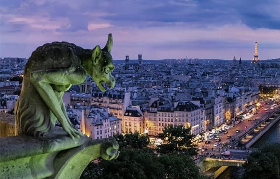 Gargoyle overlooking Paris, France